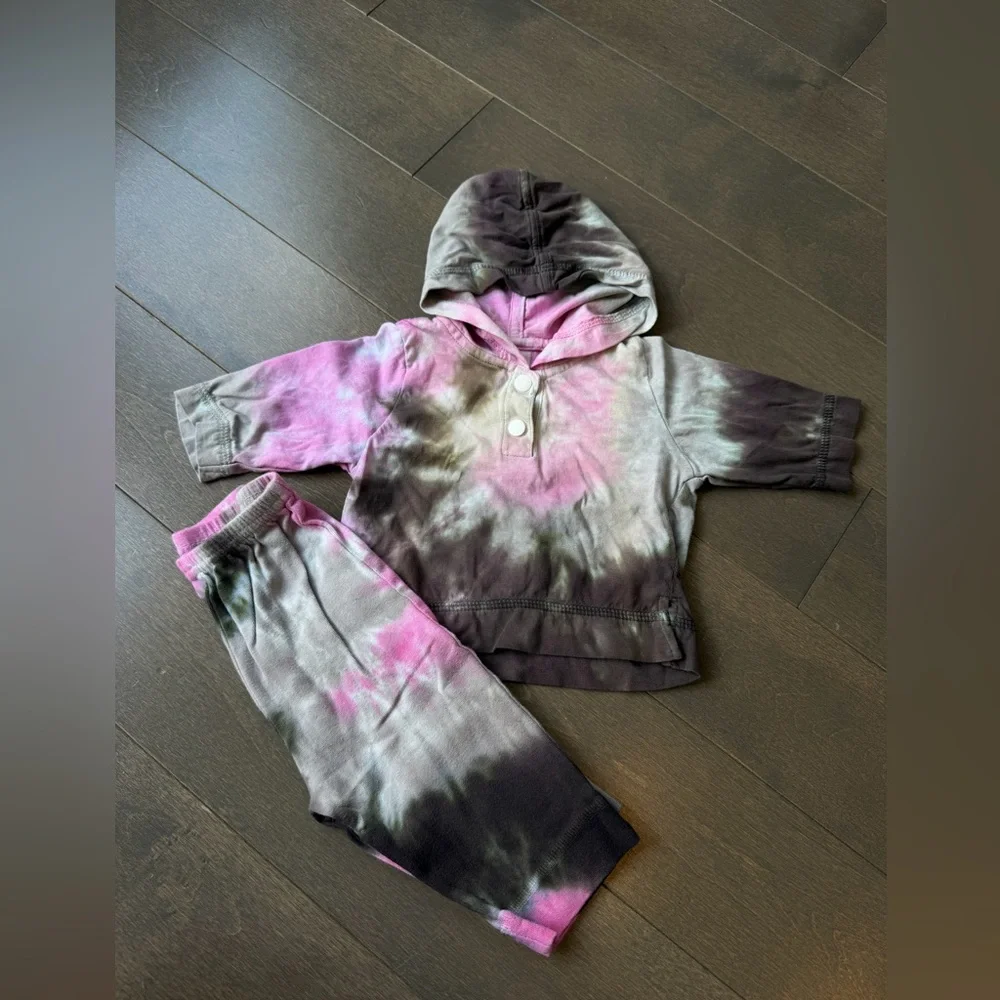 Pink & Brown Tie-Dye Matching Baby Outfit